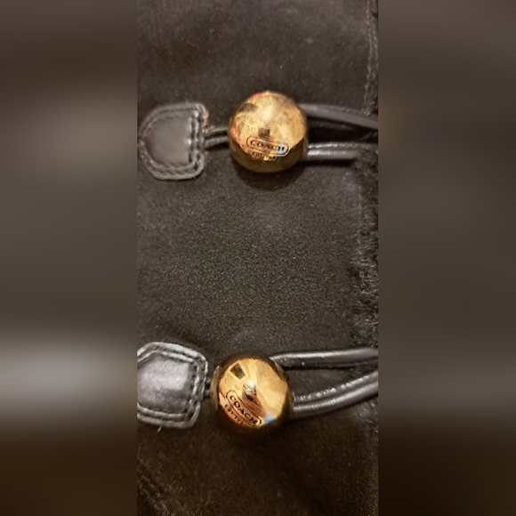 NWOT Coach Gena Black Suede & Shearling Button Up Casual Wedge Boot Shoe SZ 6M - Picture 9 of 10